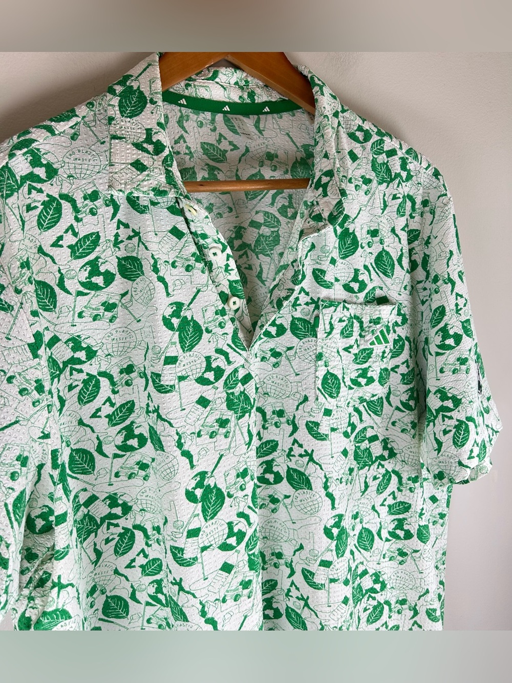 Adidas Men’s Play Green Graphic Golf Polo Shirt Size XL HS9054 Stretch EUC - Picture 6 of 14